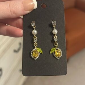 Lemon rhinestone earrings